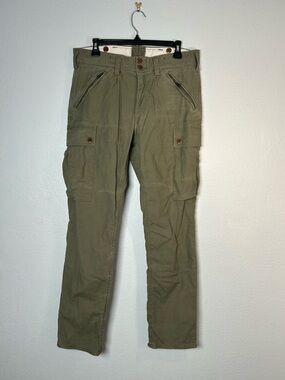 Polo Ralph Lauren Olive Green Cargo Pants Stretch Slim Zip Pockets Surplus 33x30